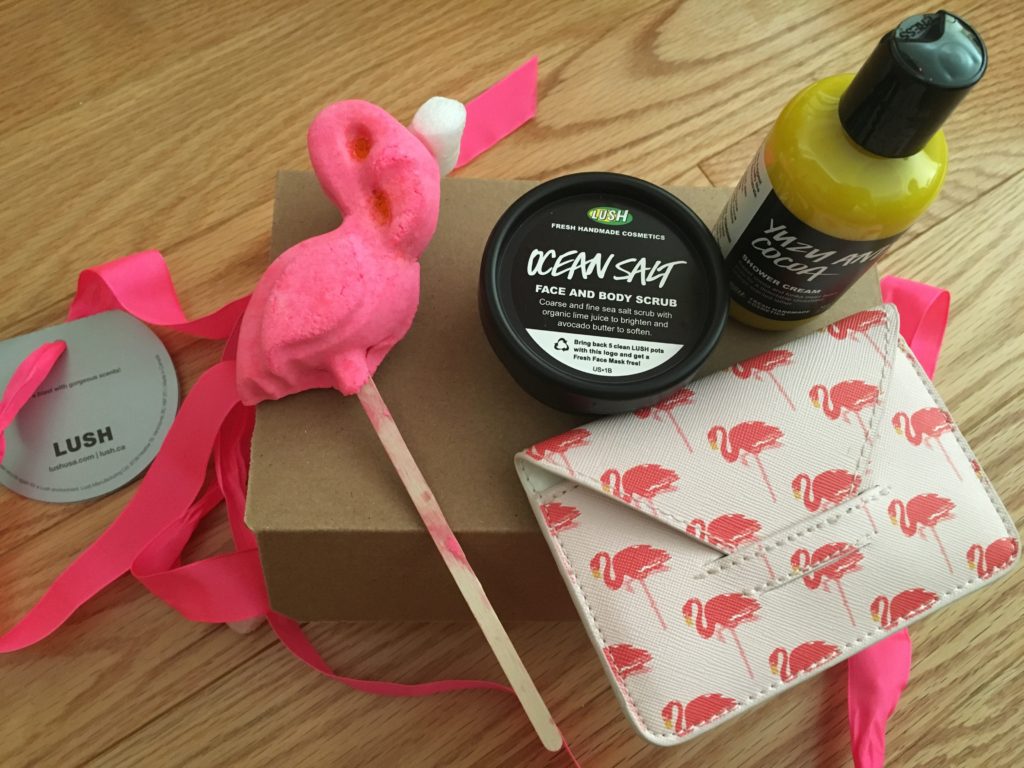 lush cosmetics and flamingo theme